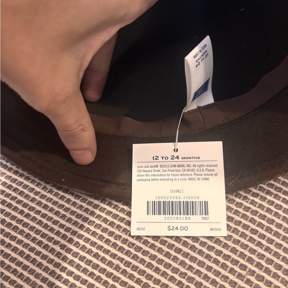 Janie and Jack Brown Cloche Hat with Leather Accent - Picture 2 of 4